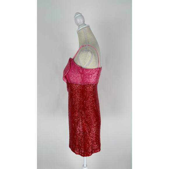 Collective The Label Embellished Sequin Heart Mini Dress Womens Size 2 New Red - Picture 3 of 9